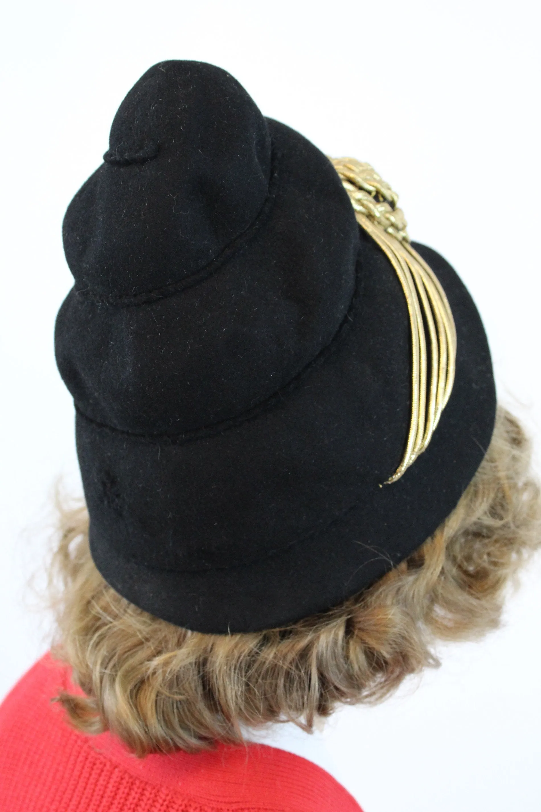 1940s turban hat wool gold bullion | new winter