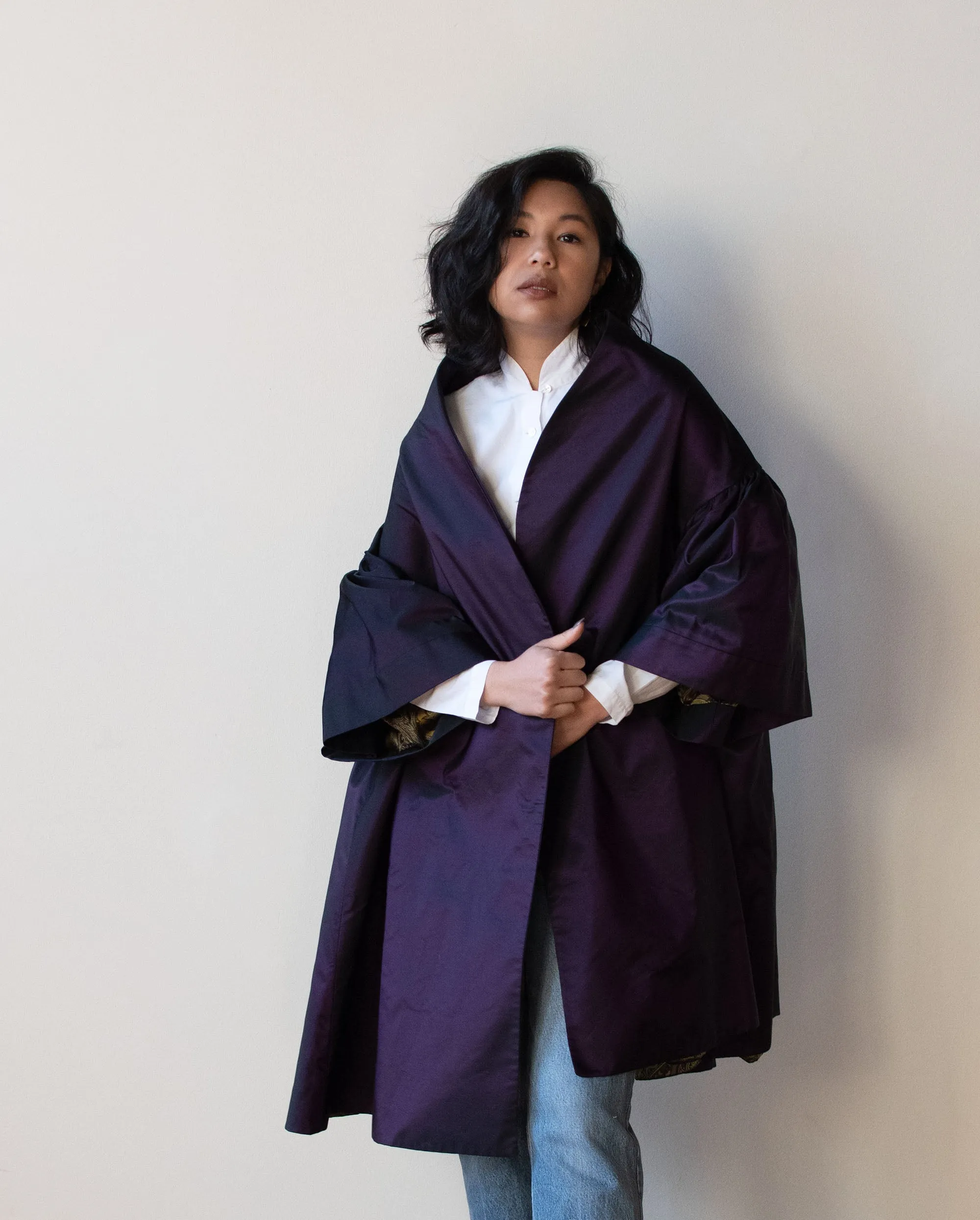 1990s Purple Taffeta Opera Coat