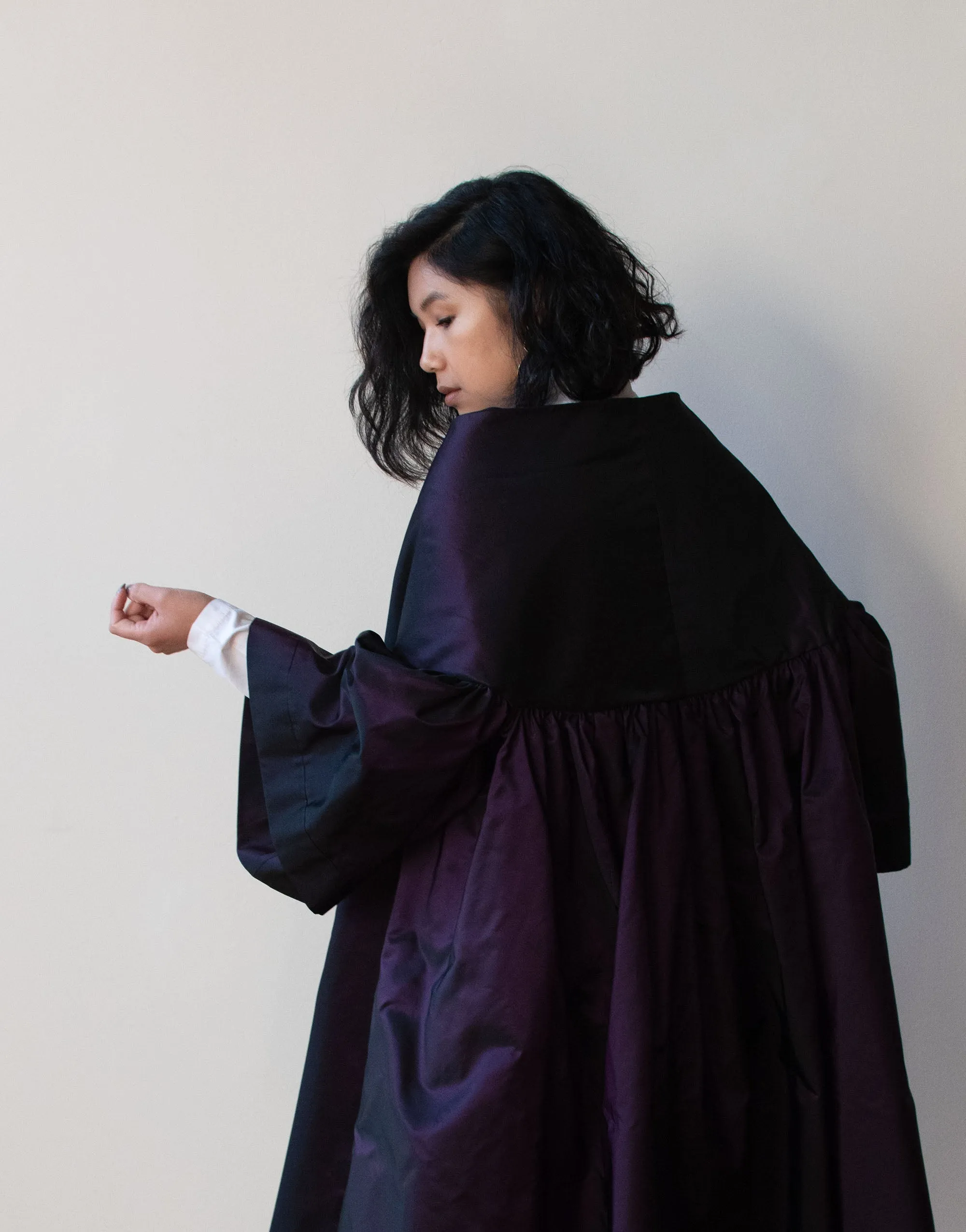 1990s Purple Taffeta Opera Coat