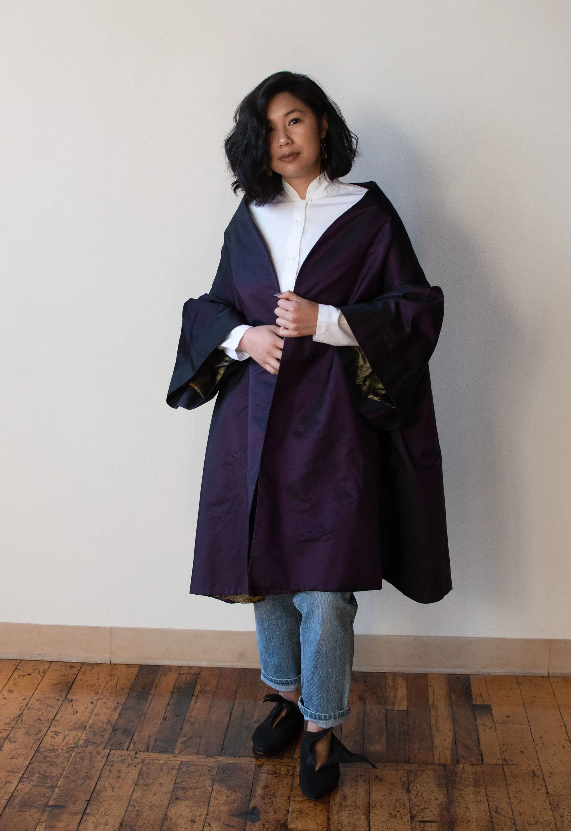1990s Purple Taffeta Opera Coat