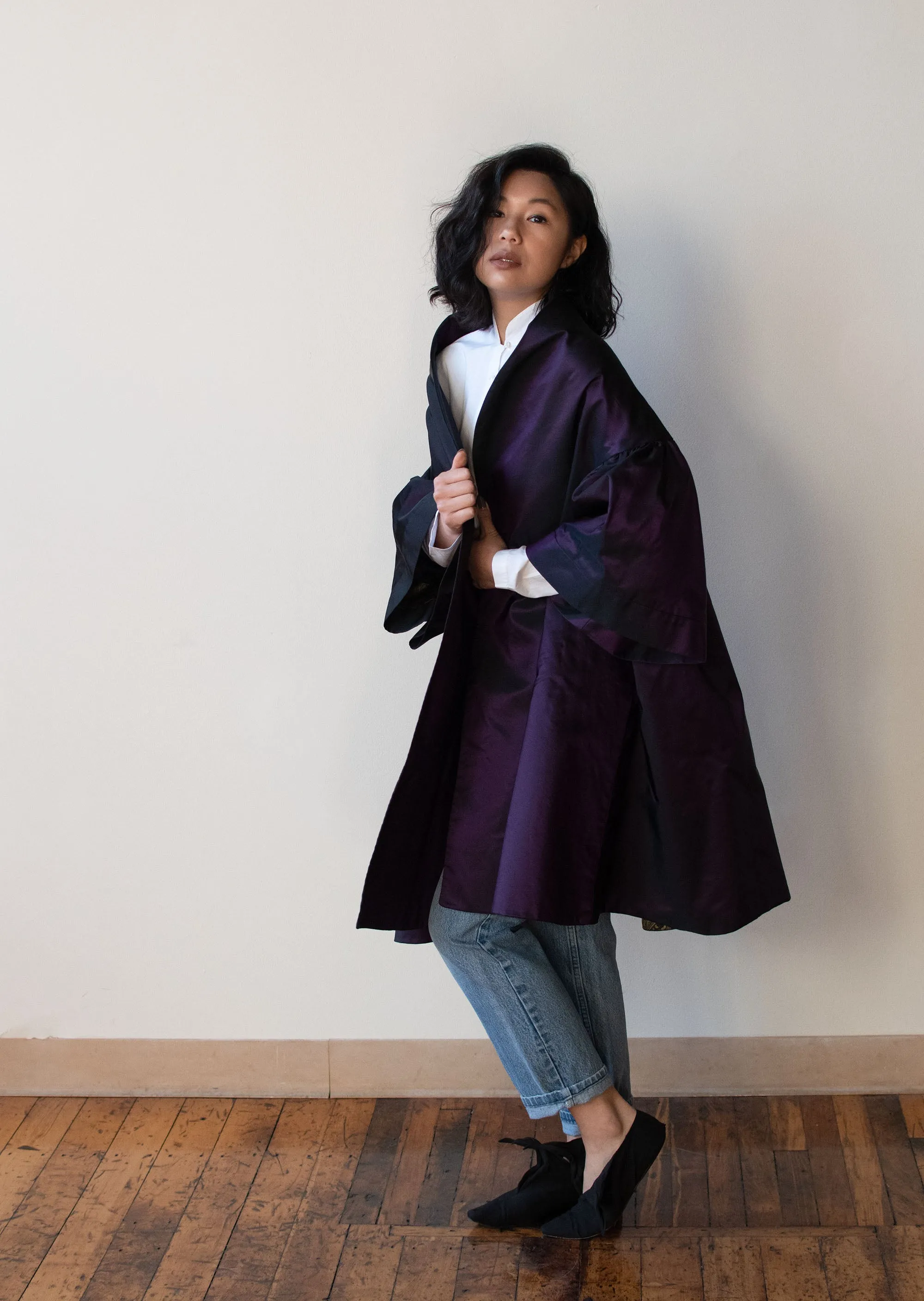 1990s Purple Taffeta Opera Coat