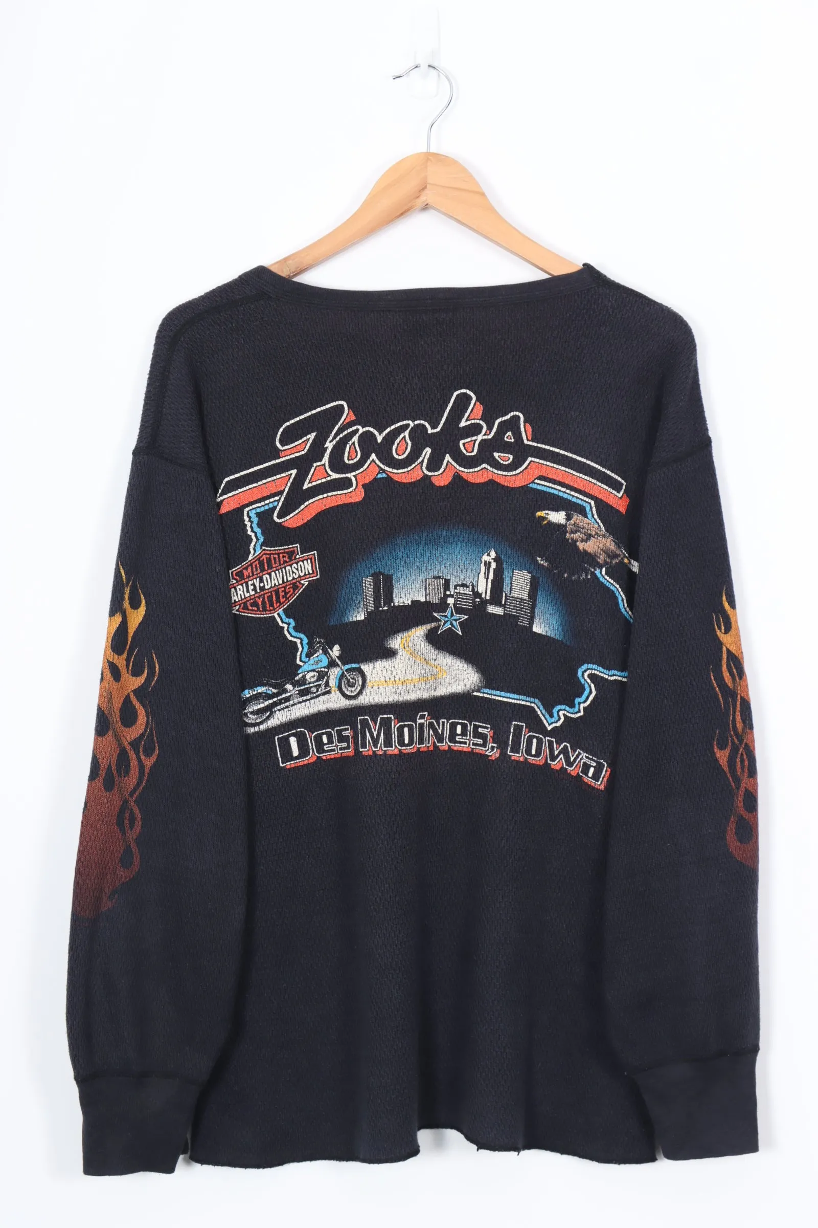 1992 Vintage HARLEY DAVIDSON Textured 50/50 Long Sleeve Tee (M-L)