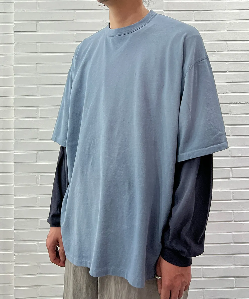 【40%OFF】ANDER WORN LAYERED TEE - ASH NAVY/OFF BLACK