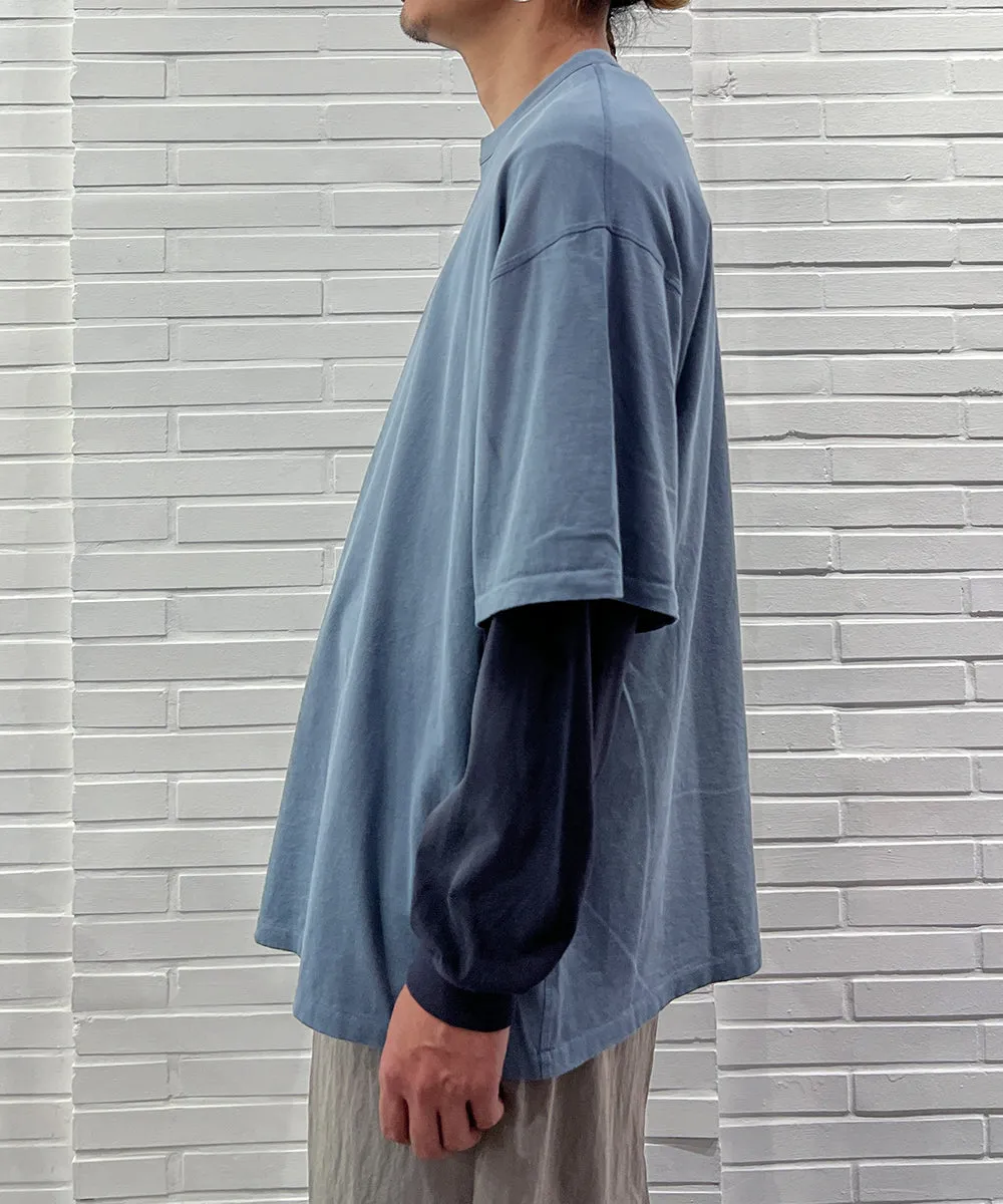 【40%OFF】ANDER WORN LAYERED TEE - ASH NAVY/OFF BLACK