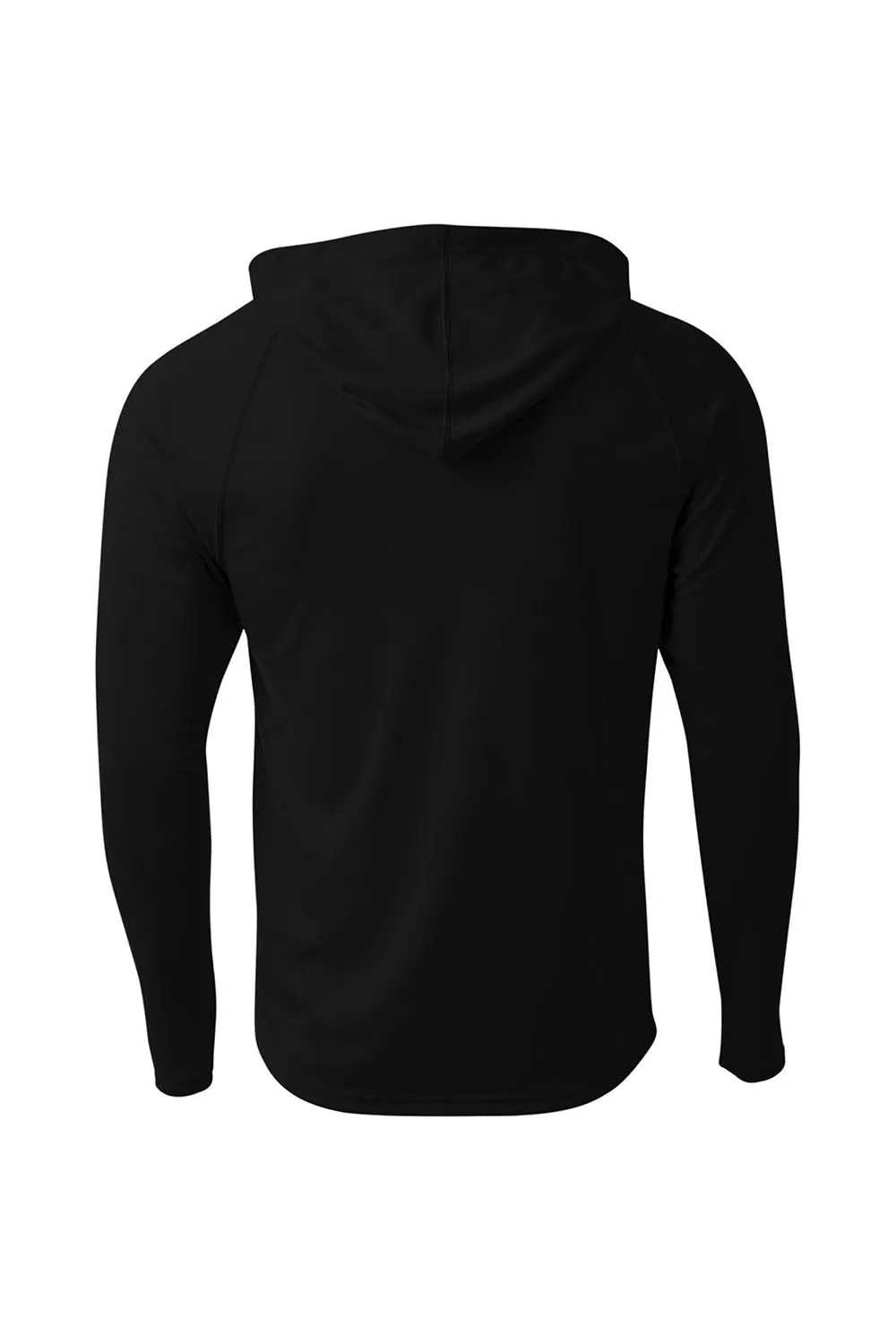 A4 Mens Performance Moisture Wicking Long Sleeve Hooded T-Shirt Hoodie - Black