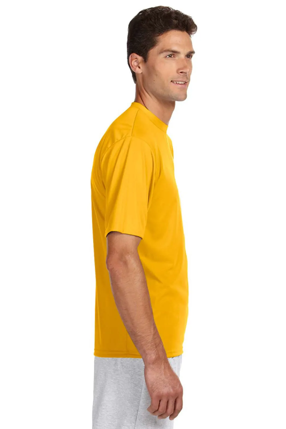 A4 Mens Performance Moisture Wicking Short Sleeve Crewneck T-Shirt - Gold
