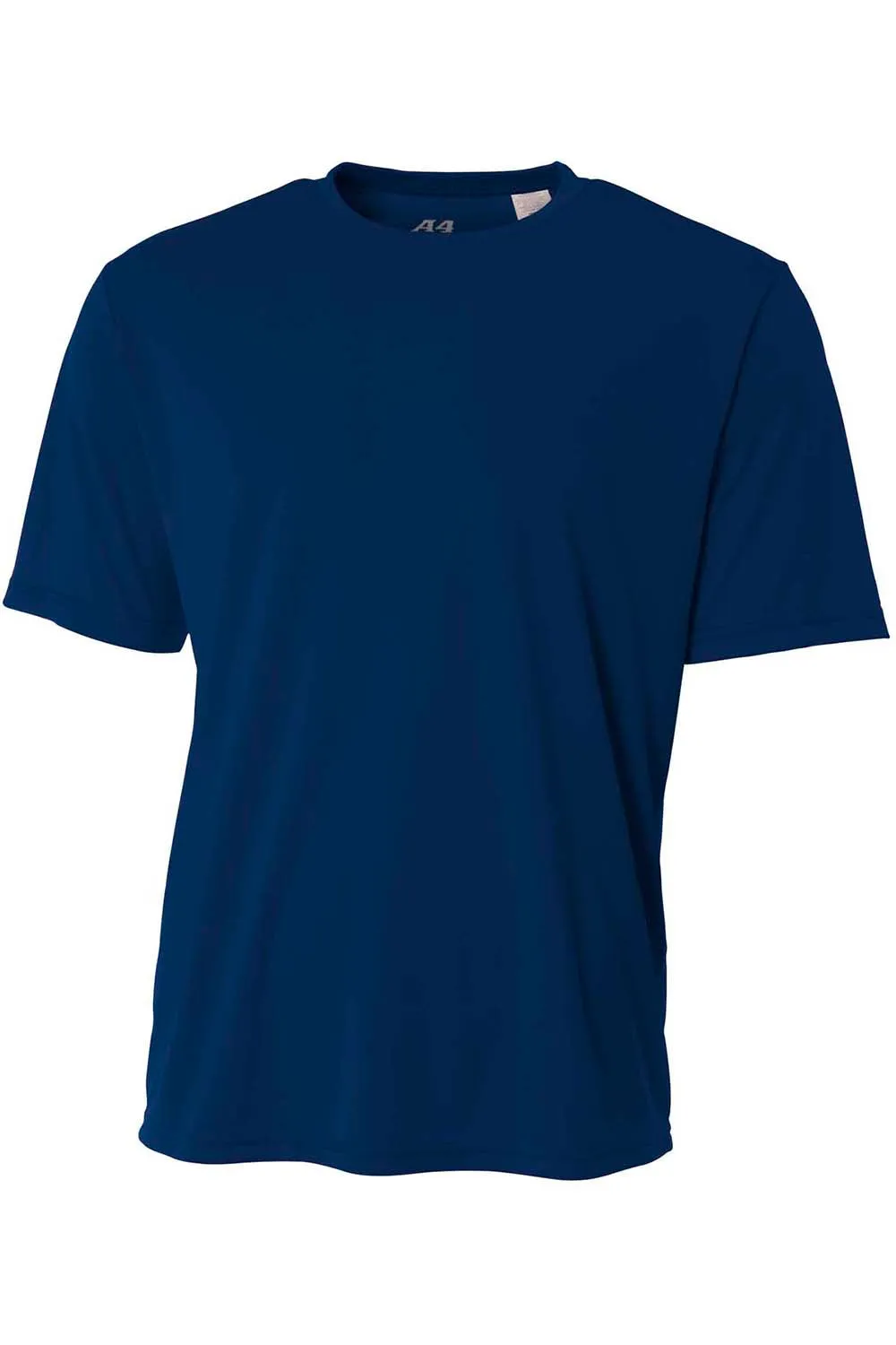 A4 Mens Performance Moisture Wicking Short Sleeve Crewneck T-Shirt - Navy Blue