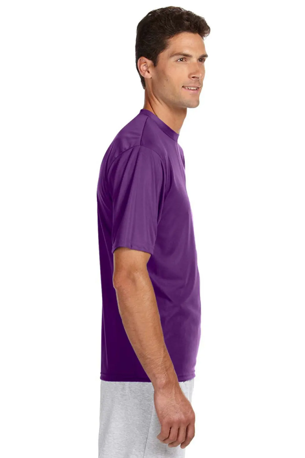 A4 Mens Performance Moisture Wicking Short Sleeve Crewneck T-Shirt - Purple