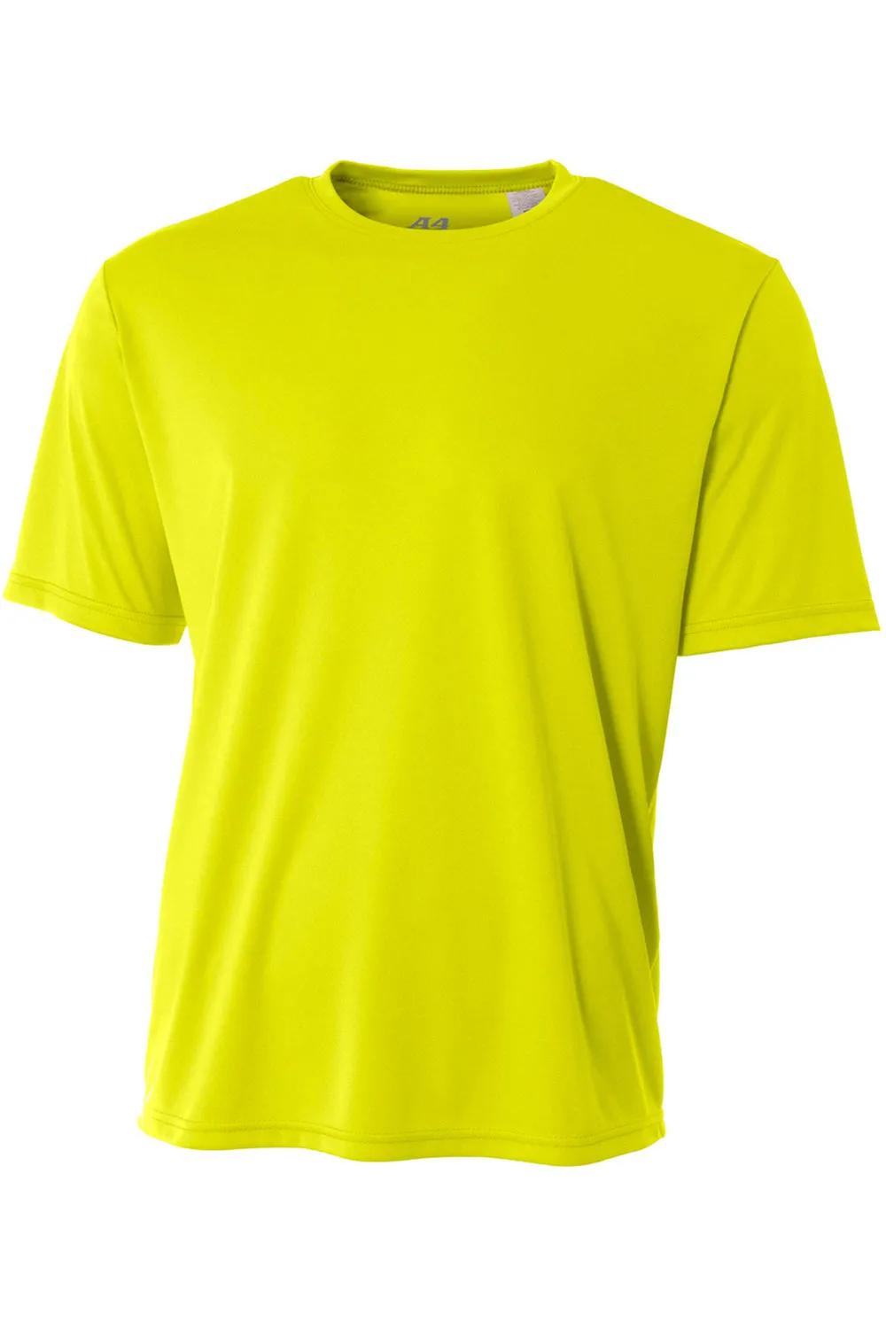 A4 Mens Performance Moisture Wicking Short Sleeve Crewneck T-Shirt - Safety Yellow