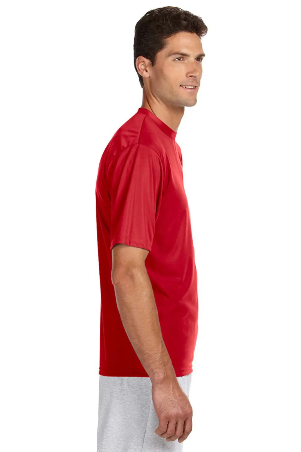 A4 Mens Performance Moisture Wicking Short Sleeve Crewneck T-Shirt - Scarlet Red