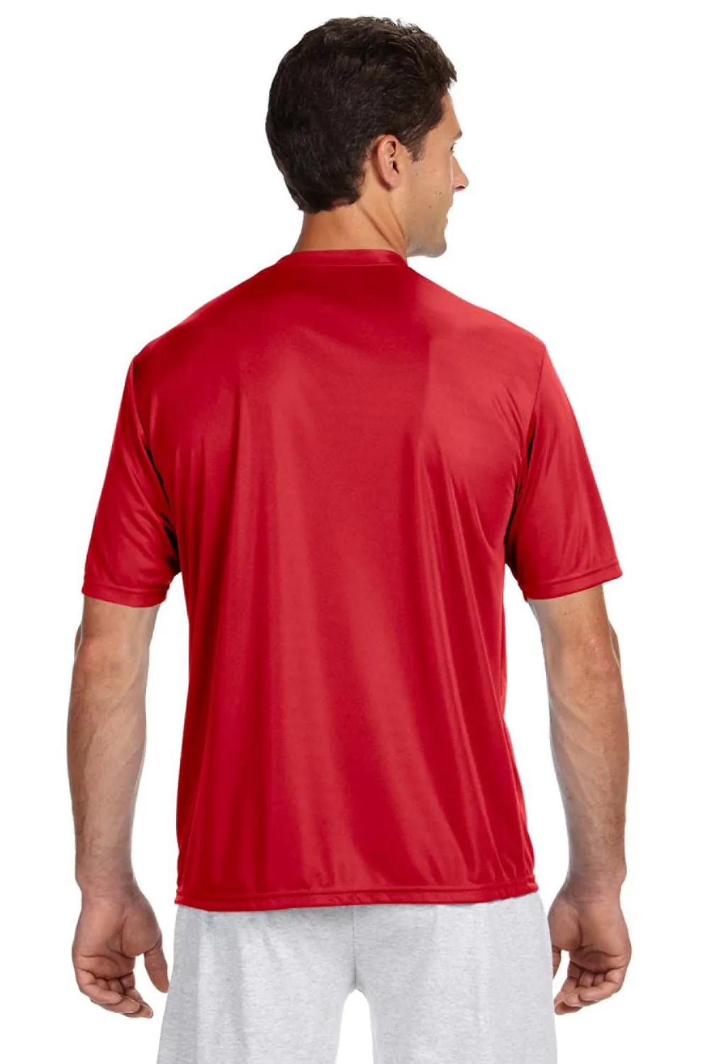 A4 Mens Performance Moisture Wicking Short Sleeve Crewneck T-Shirt - Scarlet Red