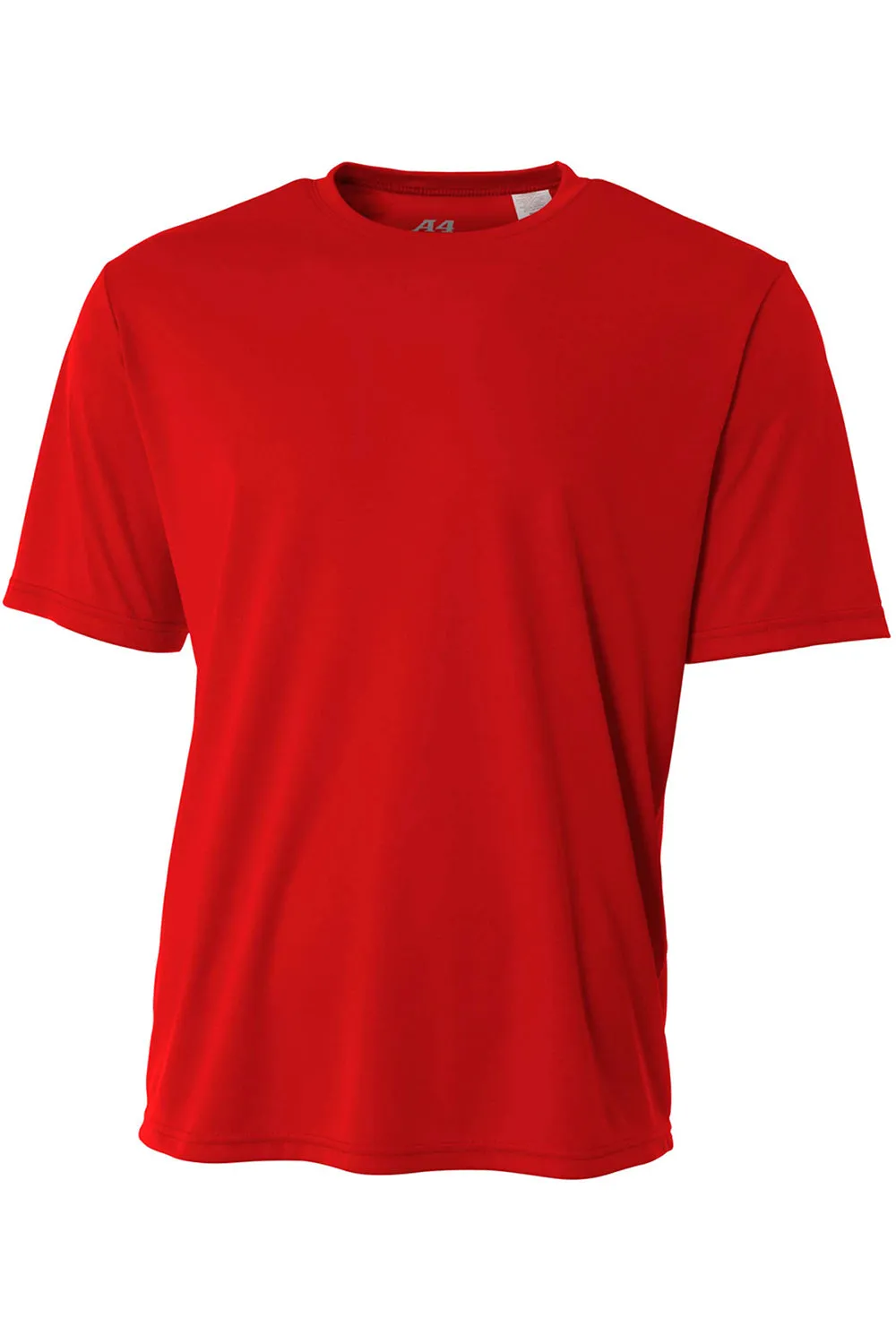 A4 Mens Performance Moisture Wicking Short Sleeve Crewneck T-Shirt - Scarlet Red