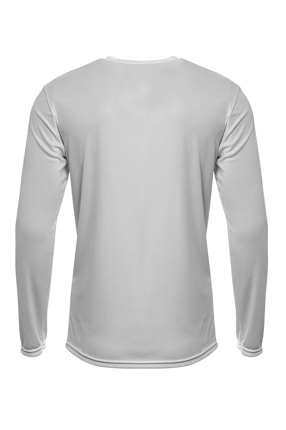 A4 Mens Sprint Moisture Wicking Long Sleeve Crewneck T-Shirt - Silver Grey