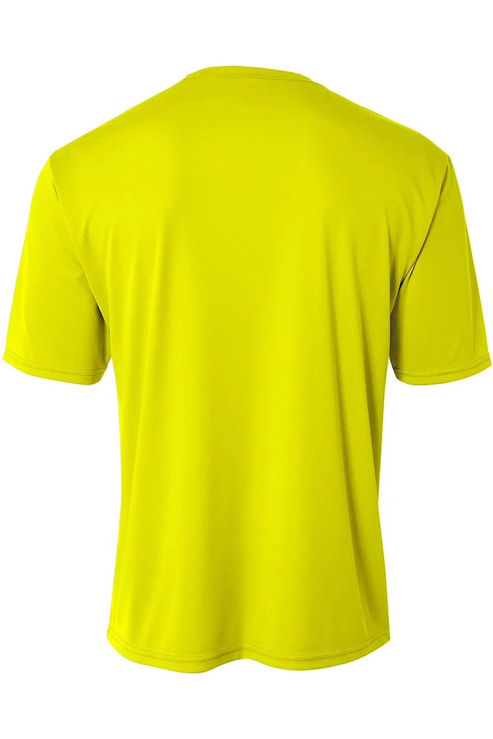 A4 Mens Sprint Performance Moisture Wicking Short Sleeve Crewneck T-Shirt - Safety Yellow