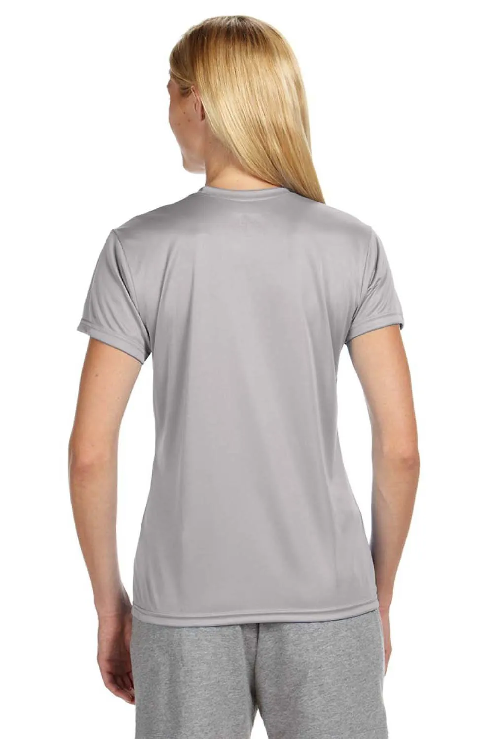 A4 Womens Performance Moisture Wicking Short Sleeve Crewneck T-Shirt - Silver Grey
