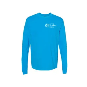 Adult Long Sleeve T-Shirt: Little Plumeria Farms Logo (Royal Caribe)