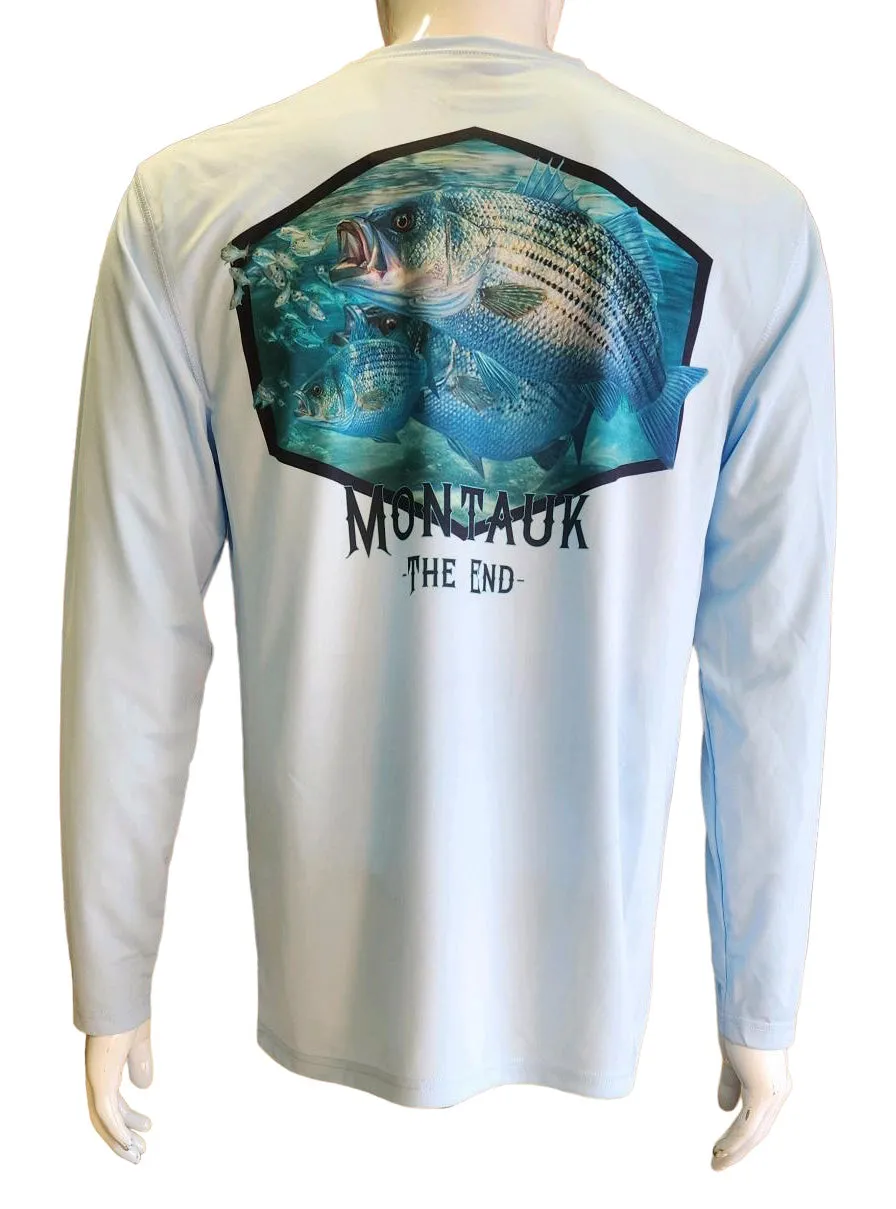 Adult Montauk The End Striped Bass DriFit UV50 Long Sleeve Tee