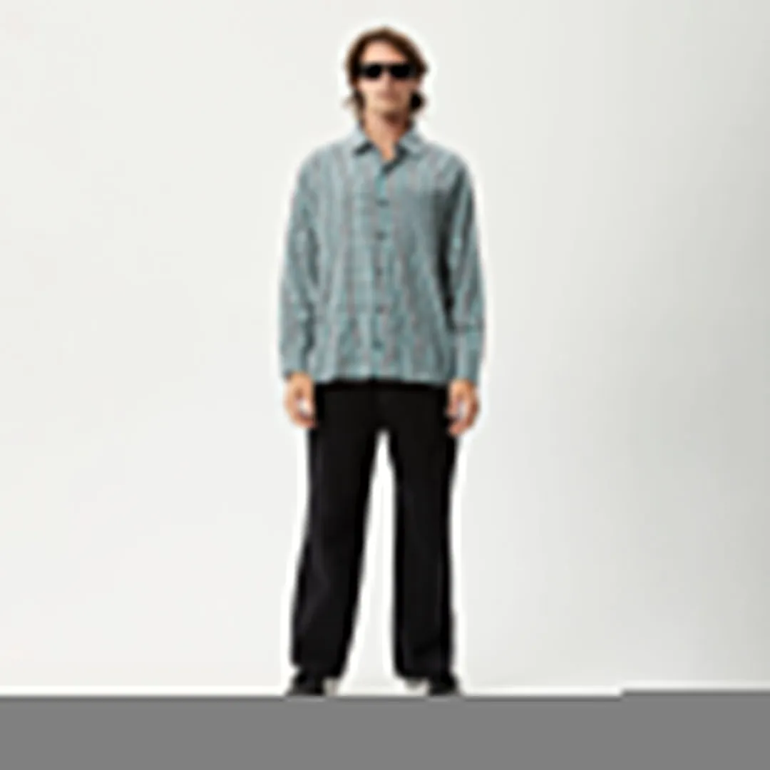 AFENDS Mens Checkers - Check Long Sleeve Shirt - Black