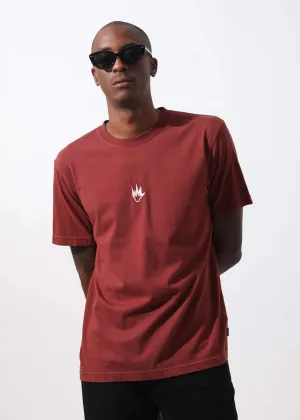 Afends Mens Flame Logo - Retro Fit Tee - Rojo