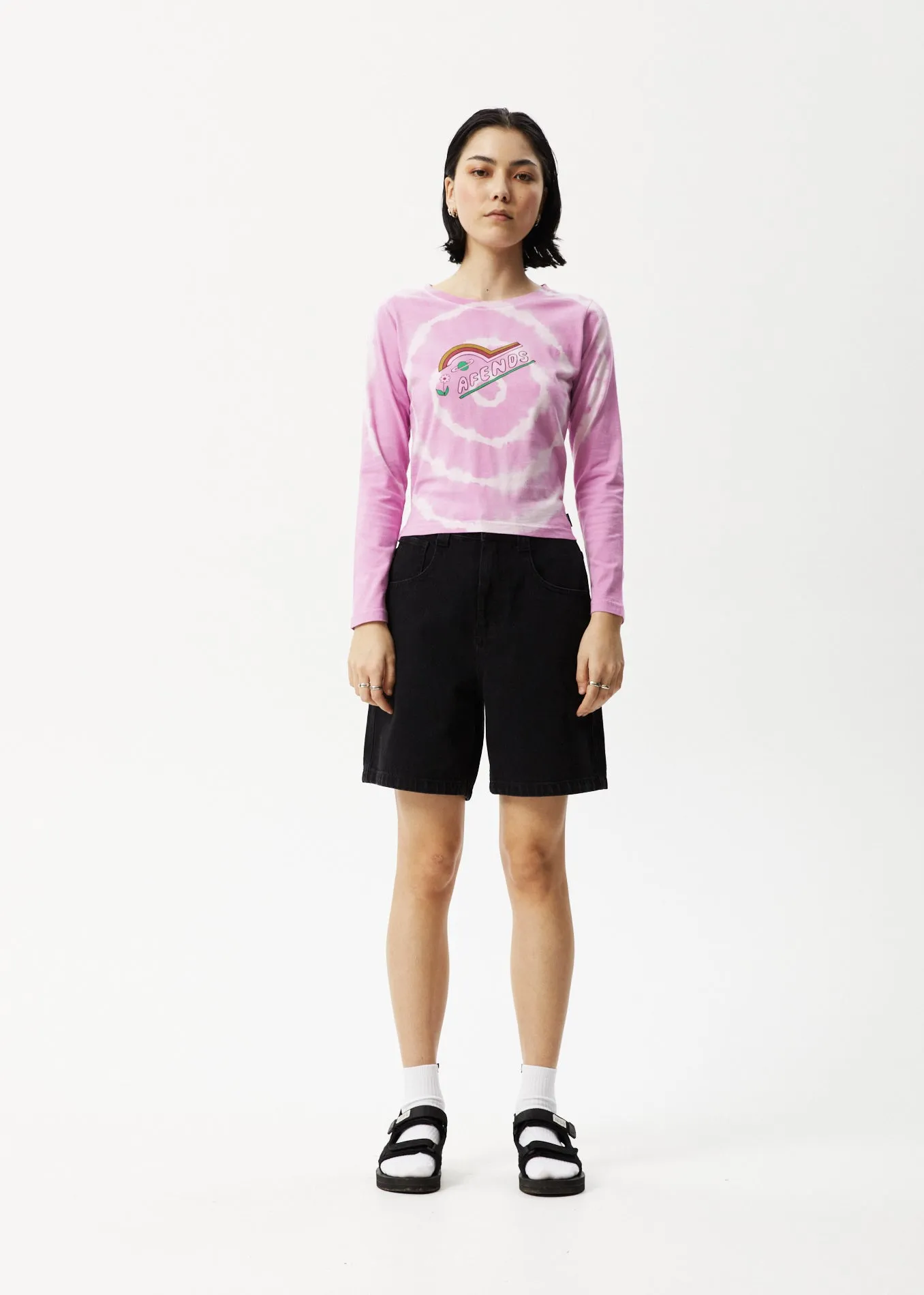 AFENDS Womens Day Dream - Long Sleeve Tie Dye Graphic T-Shirt - Candy