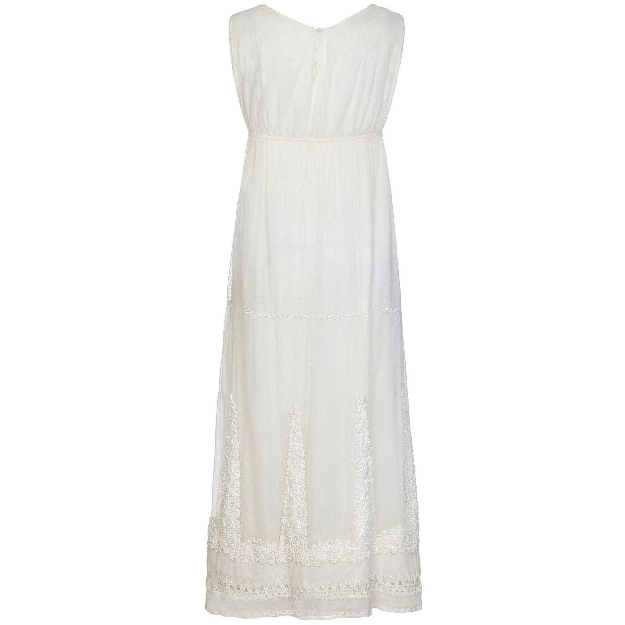 Antique 1910s Ivory Tulle Dress with Ballet Russe Style Knotted Tunic
