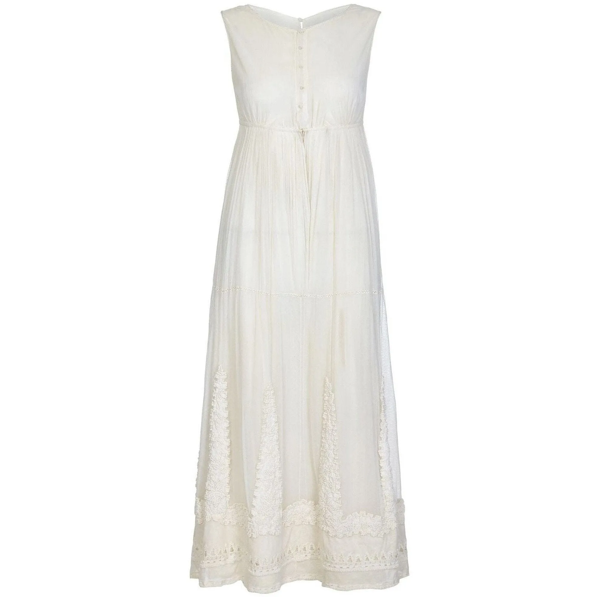 Antique 1910s Ivory Tulle Dress with Ballet Russe Style Knotted Tunic