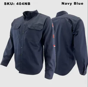 Atlas Navy AR/FR Button Work Shirt 404NB