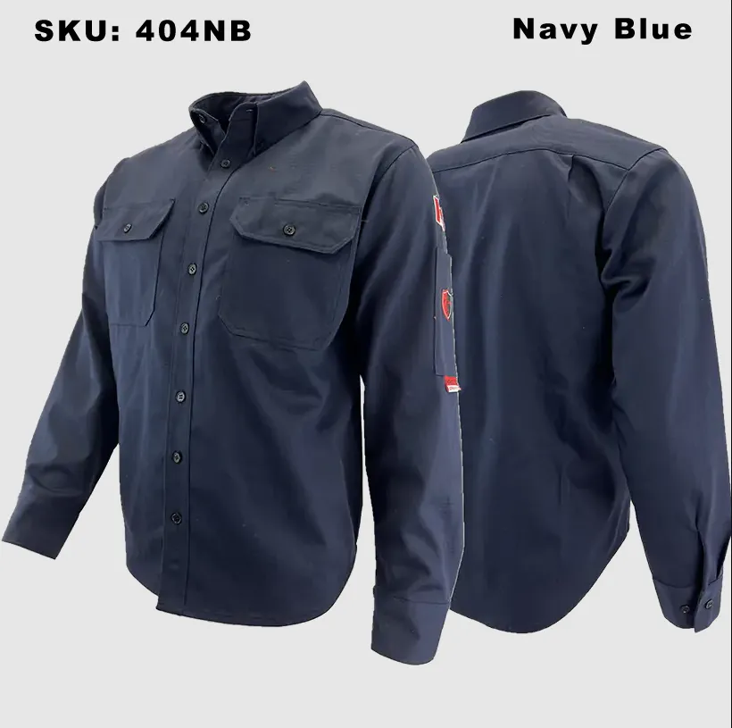 Atlas Navy AR/FR Button Work Shirt 404NB