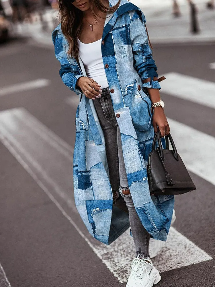 Autumn Trench Long Sleeve Cardigan Style With Pocket Turn-Down Collar Coat
