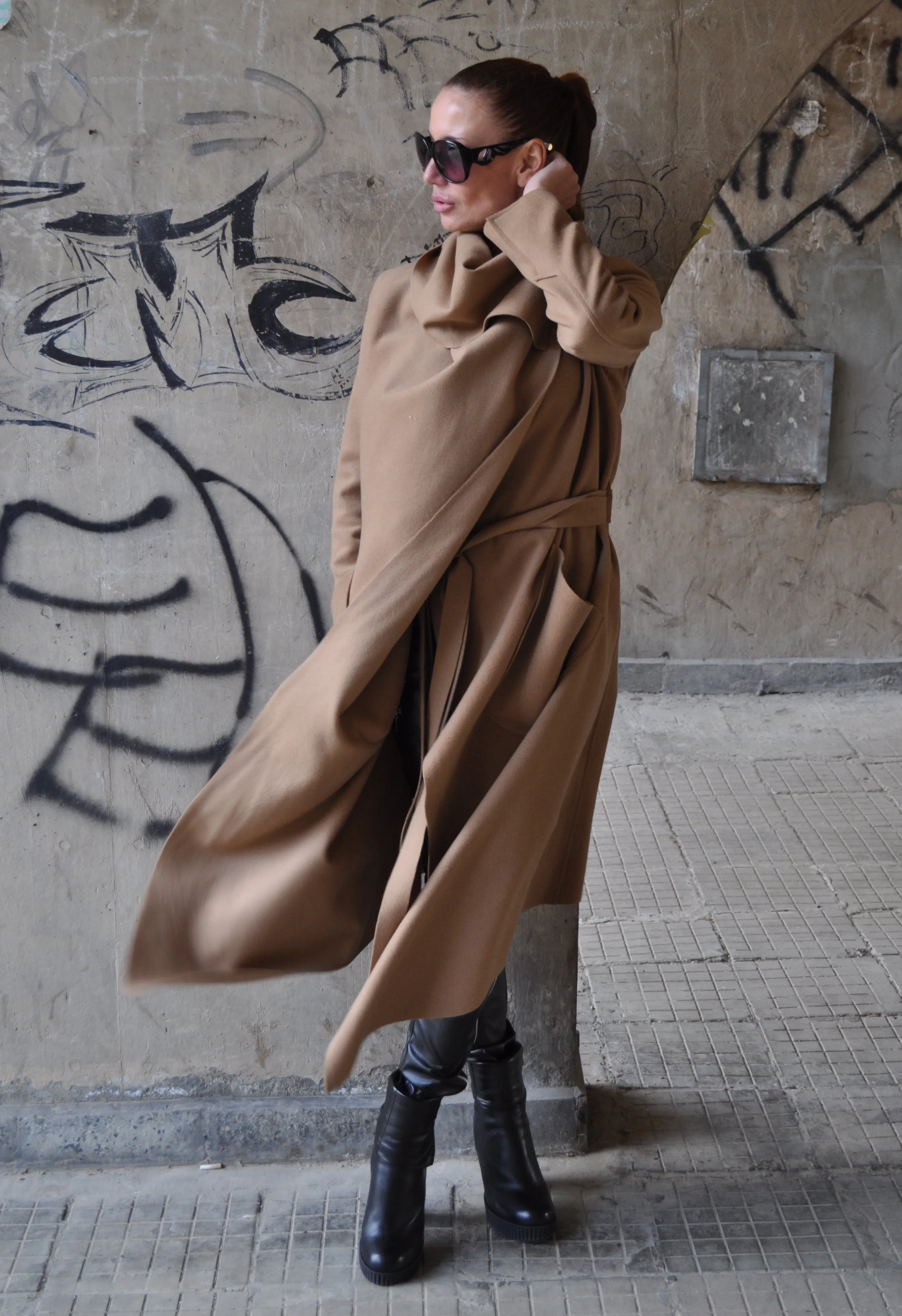 Autumn Women Purple Asymmetric Coat by EUG Fashion
