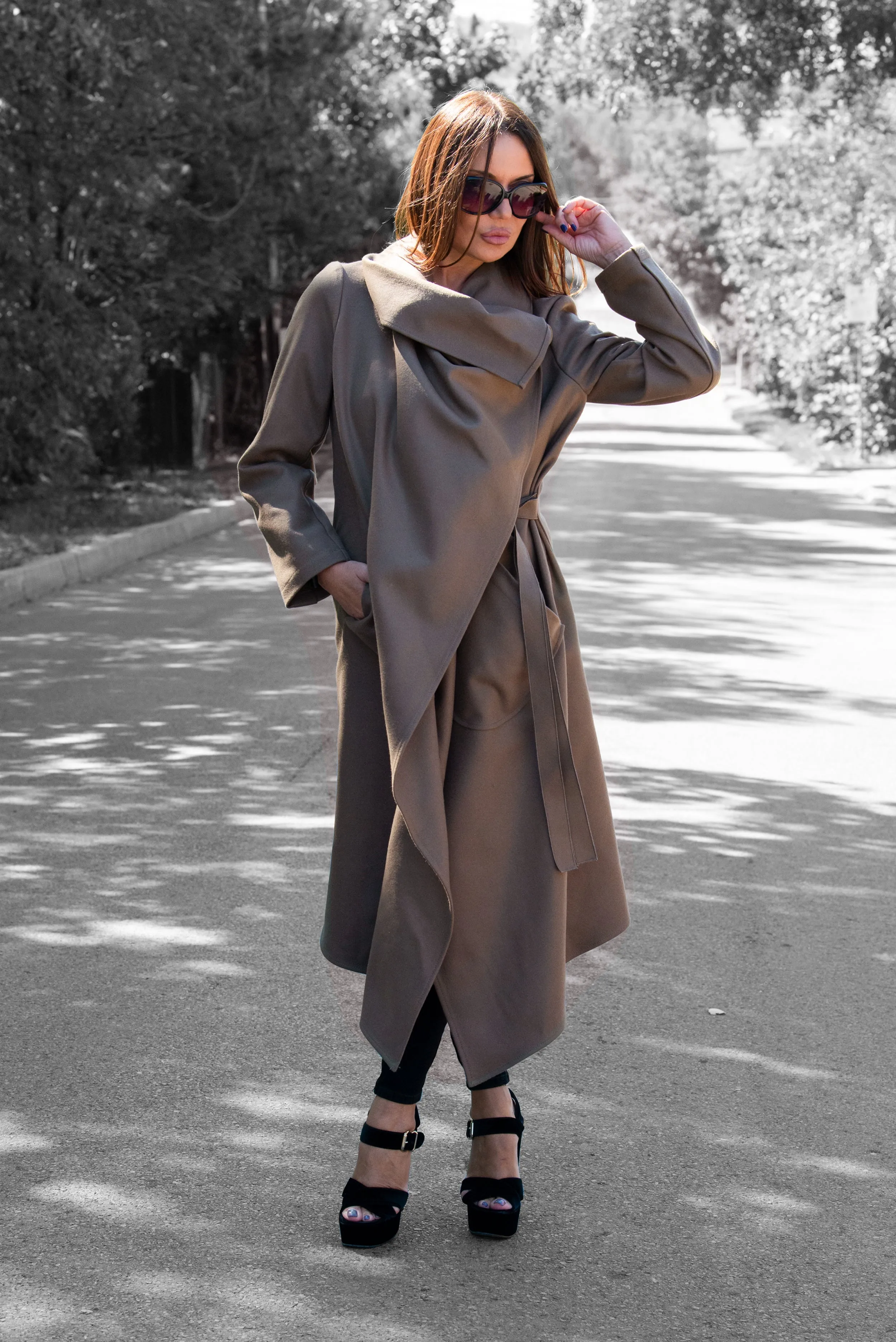 Autumn Women Purple Asymmetric Coat by EUG Fashion