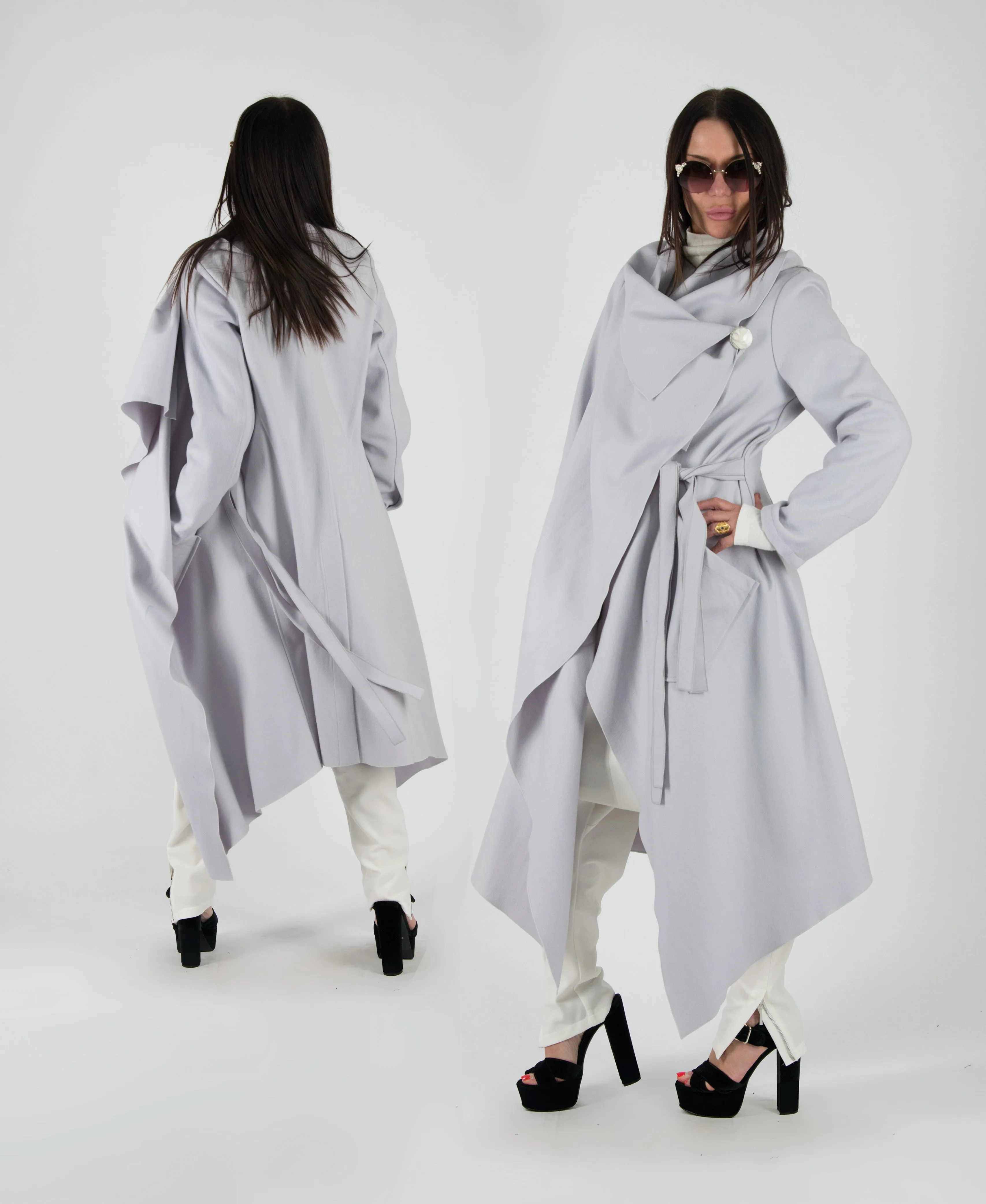 Autumn Women Purple Asymmetric Coat by EUG Fashion