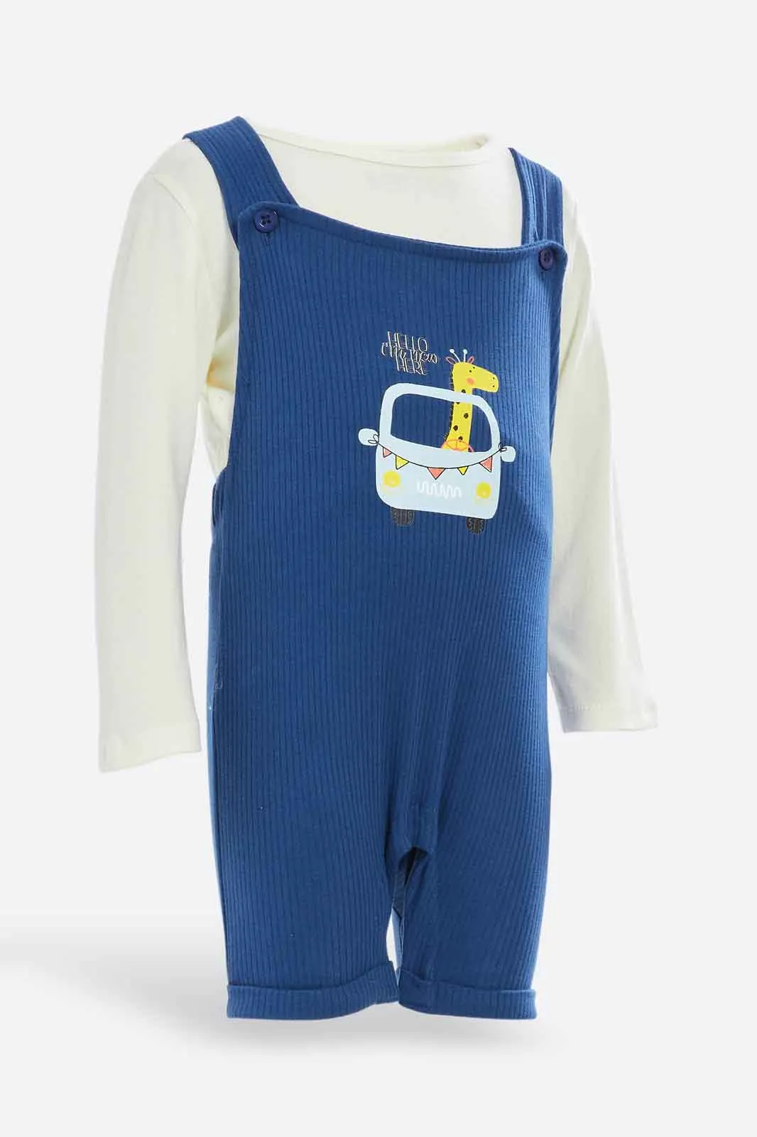 Babies Navy And White Dungaree Set (2 Piece)