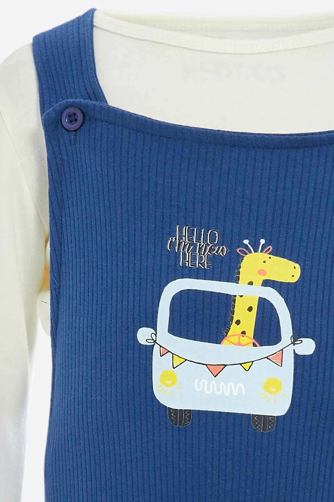 Babies Navy And White Dungaree Set (2 Piece)