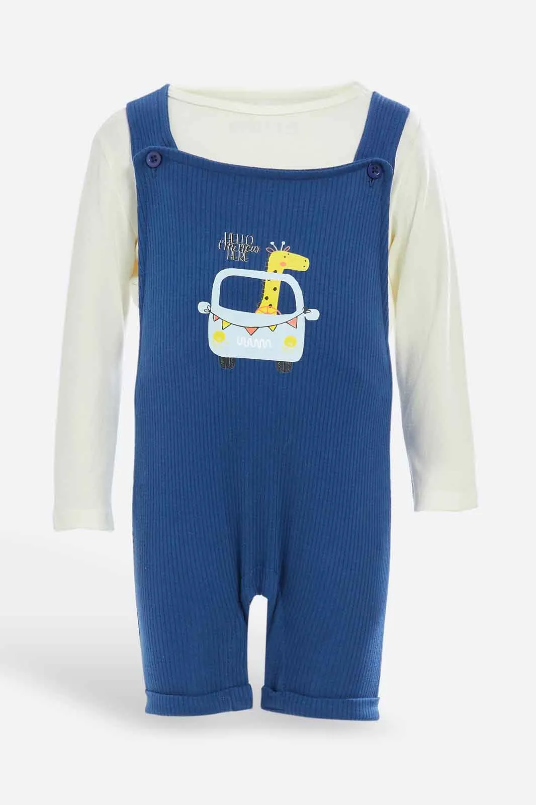Babies Navy And White Dungaree Set (2 Piece)