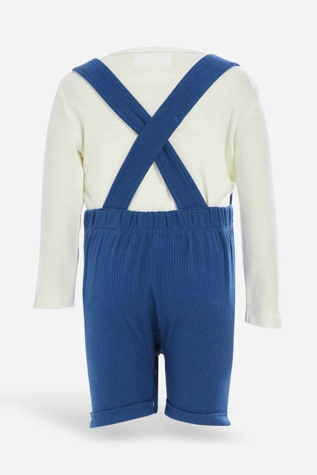 Babies Navy And White Dungaree Set (2 Piece)