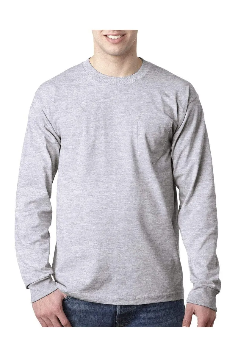 Bayside BA8100: Adult 6.1 oz., 100% Cotton Long Sleeve Pocket T-Shirt