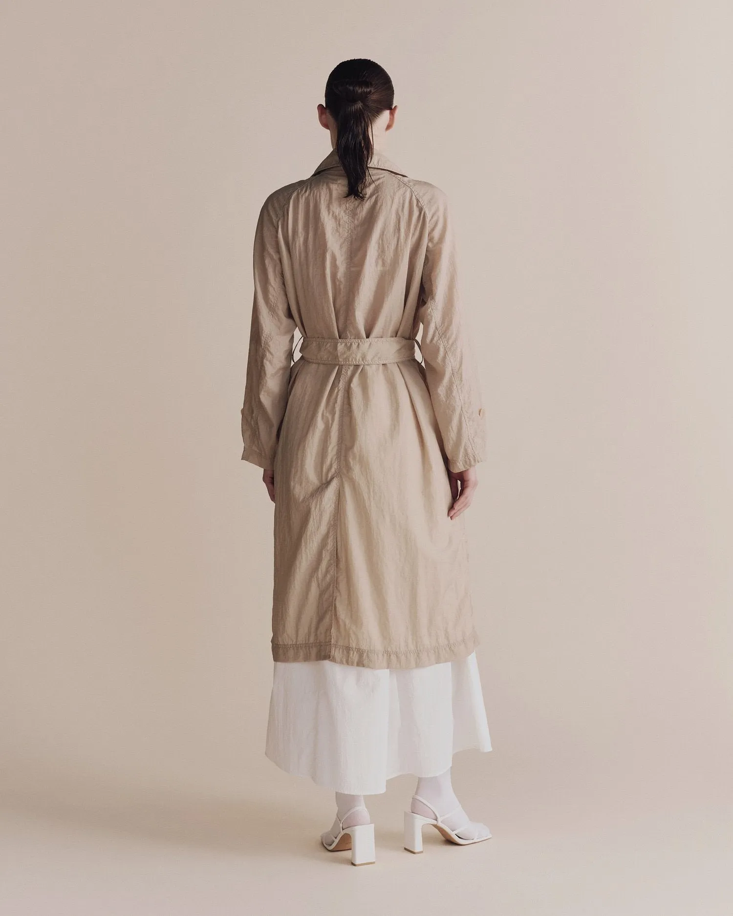 Beige Semi Sheer Trench Coat