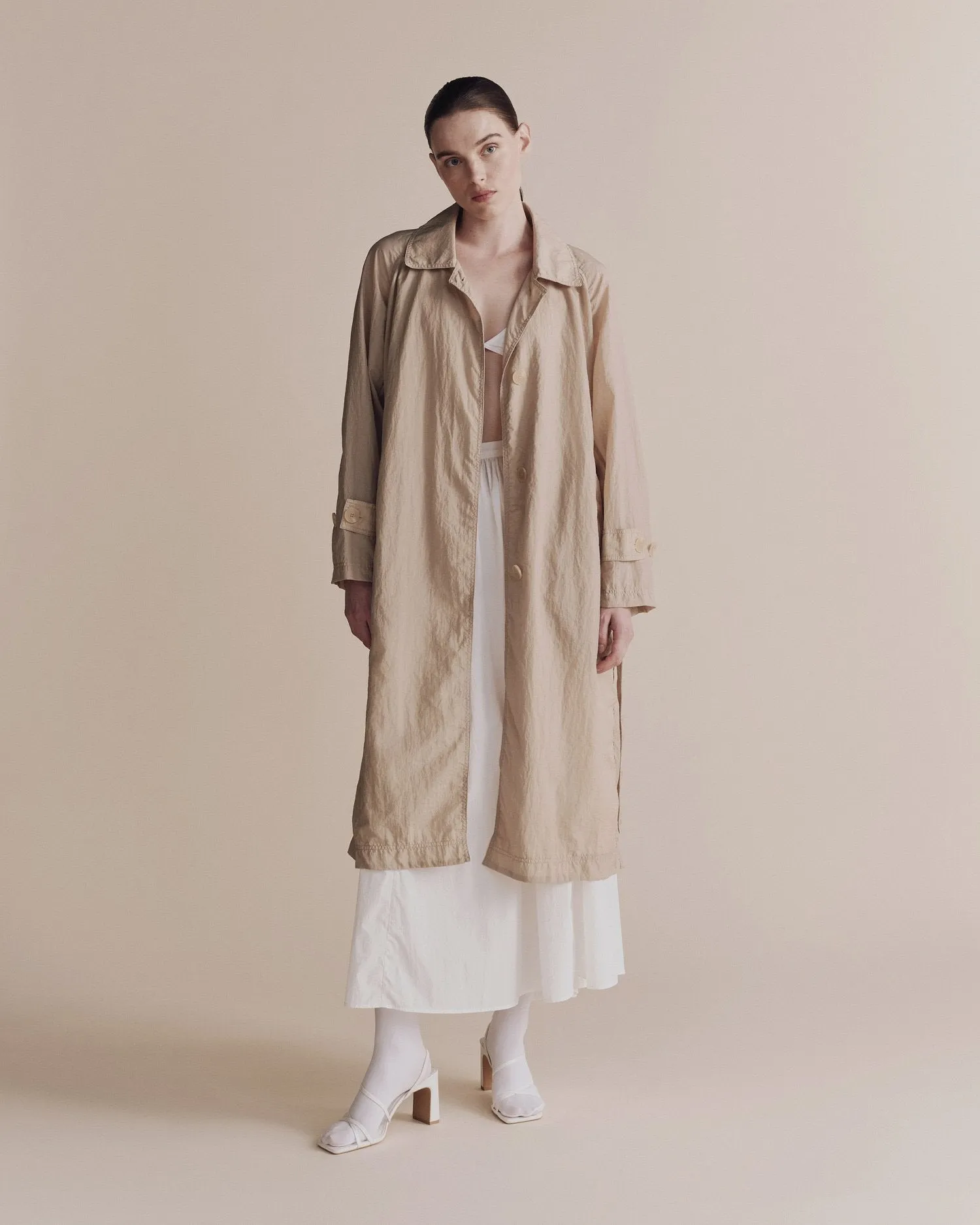 Beige Semi Sheer Trench Coat