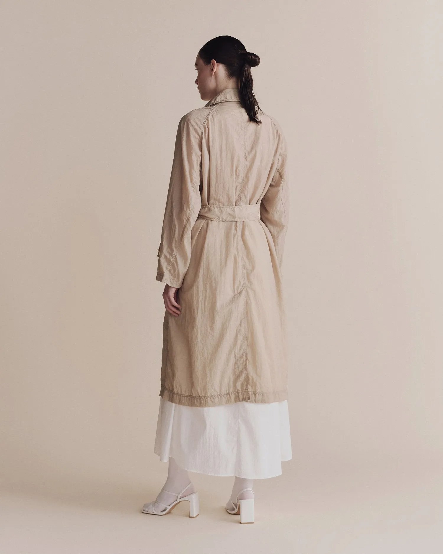 Beige Semi Sheer Trench Coat