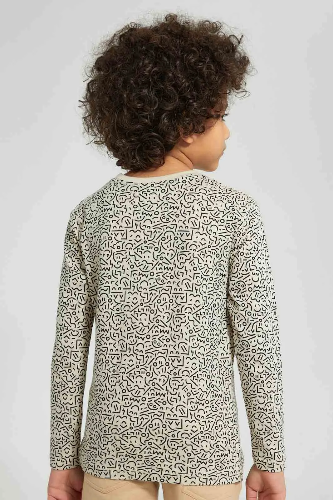 Beige Smile Printed T-Shirt