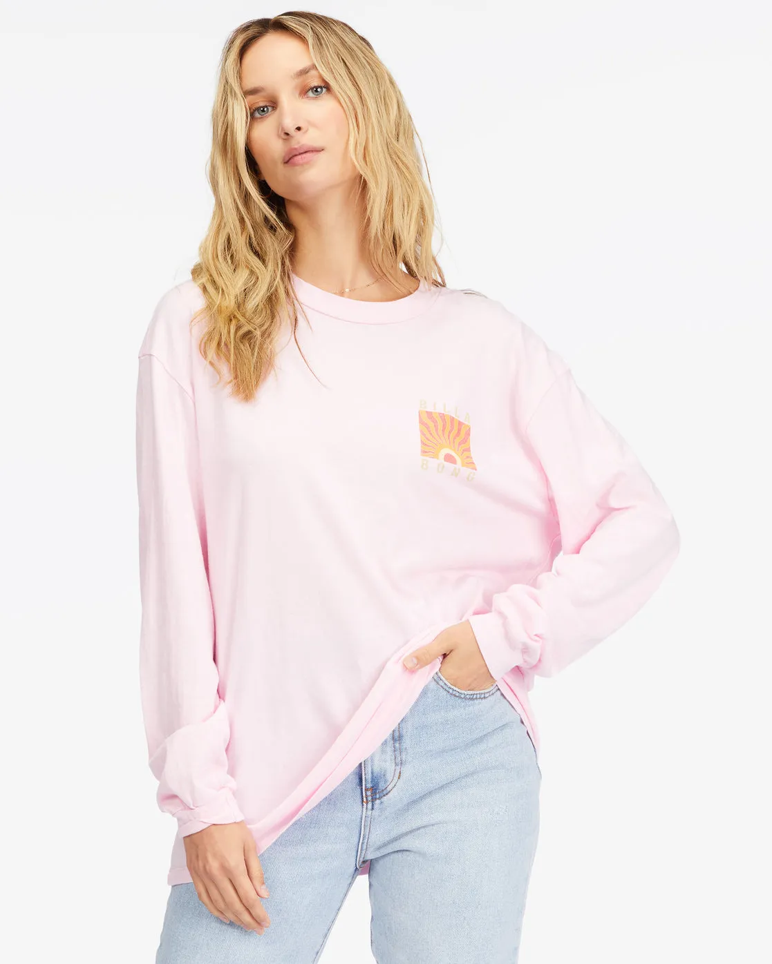 Billabong Rising Sun L/S Tee-Pink Kiss