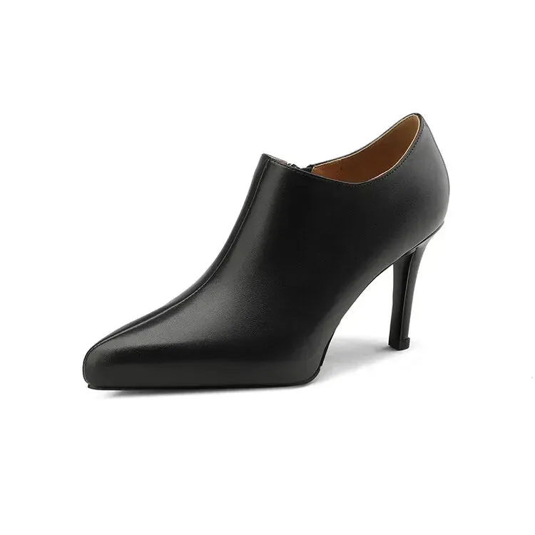 binfenxie Spring/Autumn Women Shoes Pointed Toe Thin Heel Ankle Boots Solid High Heels Sheep Suede Shoes for Women Sexy Heel Shoes