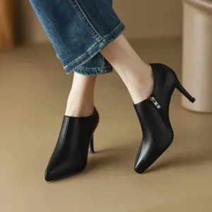 binfenxie Spring/Autumn Women Shoes Pointed Toe Thin Heel Ankle Boots Solid High Heels Sheep Suede Shoes for Women Sexy Heel Shoes