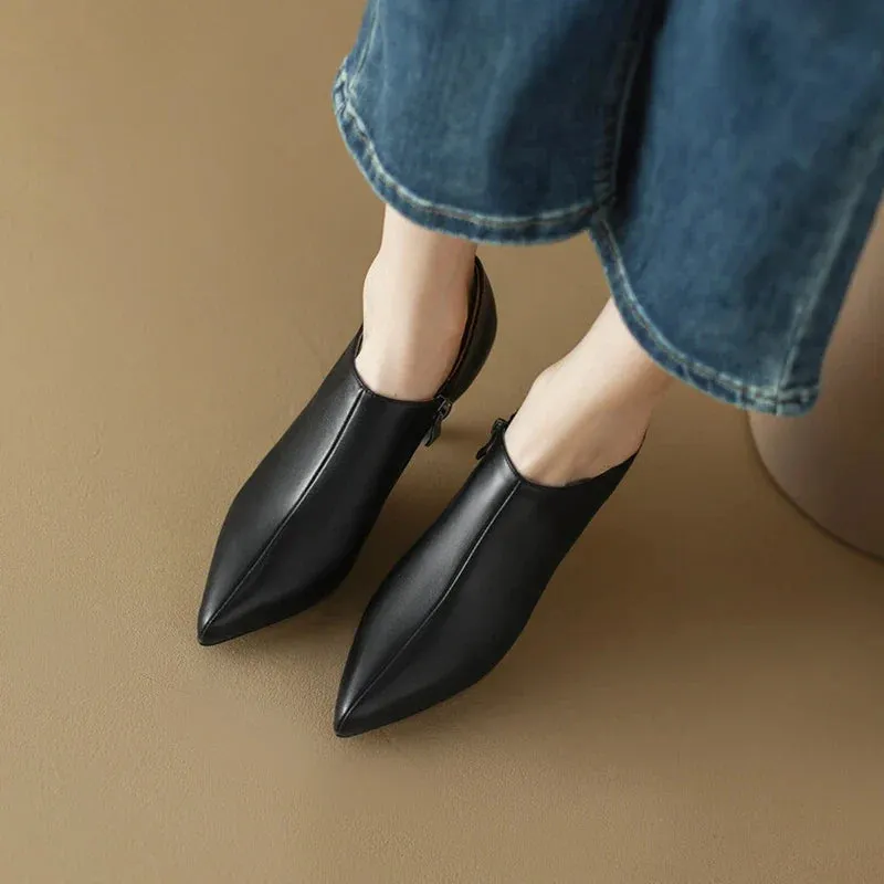 binfenxie Spring/Autumn Women Shoes Pointed Toe Thin Heel Ankle Boots Solid High Heels Sheep Suede Shoes for Women Sexy Heel Shoes