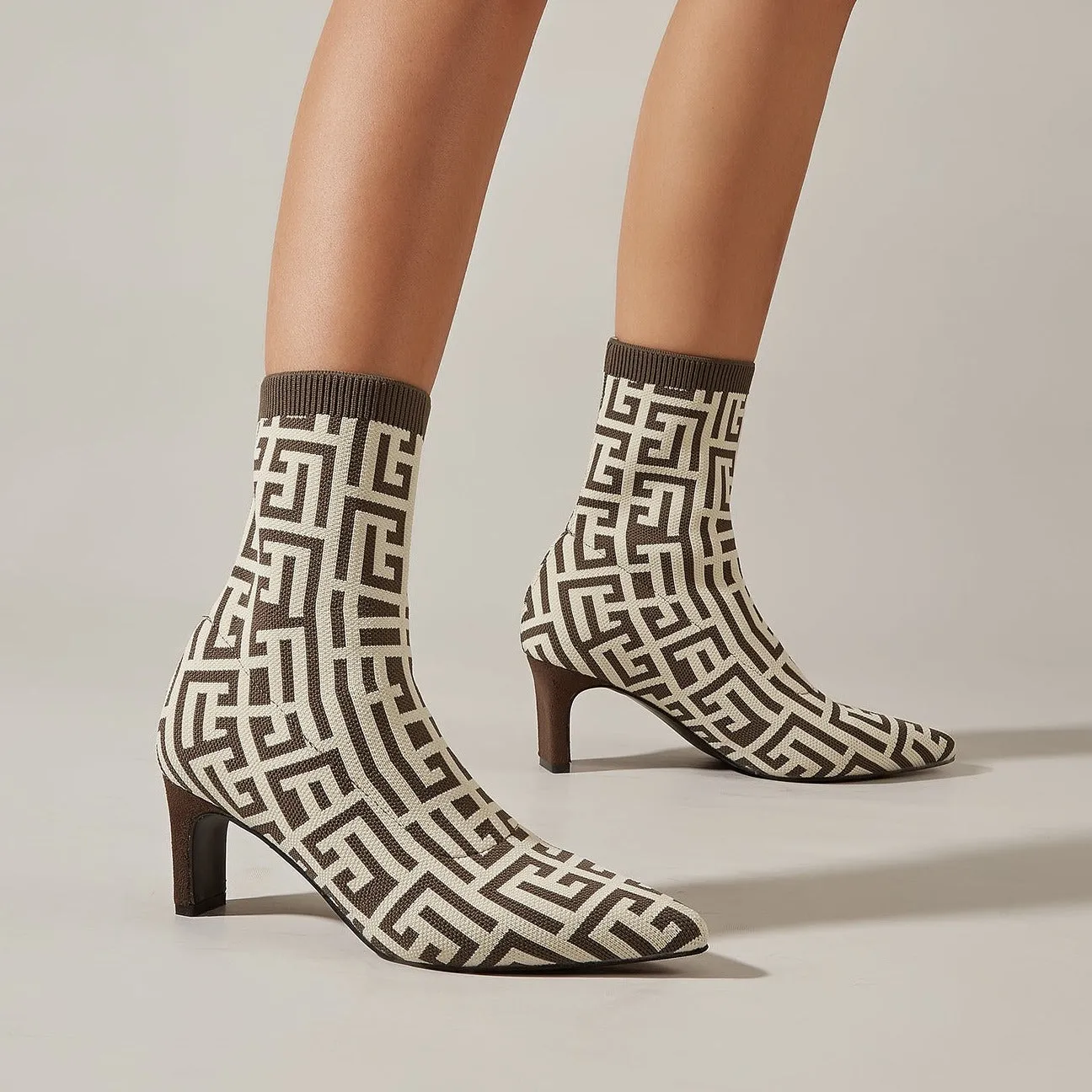 binfenxie- Women Pointed Toe Mid-Calf Sock Boots