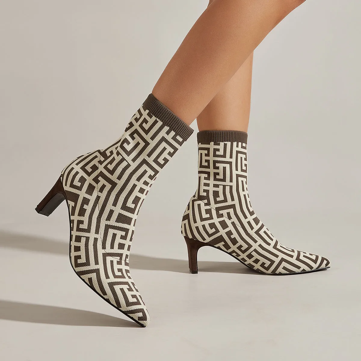 binfenxie- Women Pointed Toe Mid-Calf Sock Boots