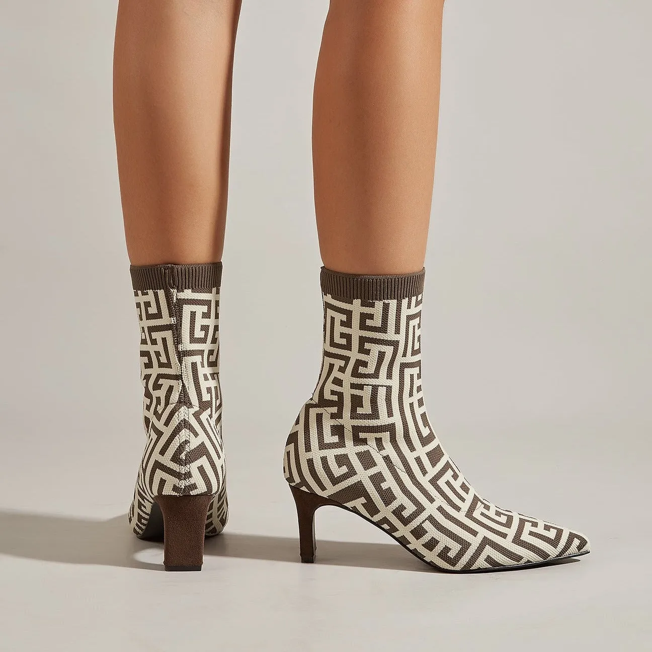 binfenxie- Women Pointed Toe Mid-Calf Sock Boots