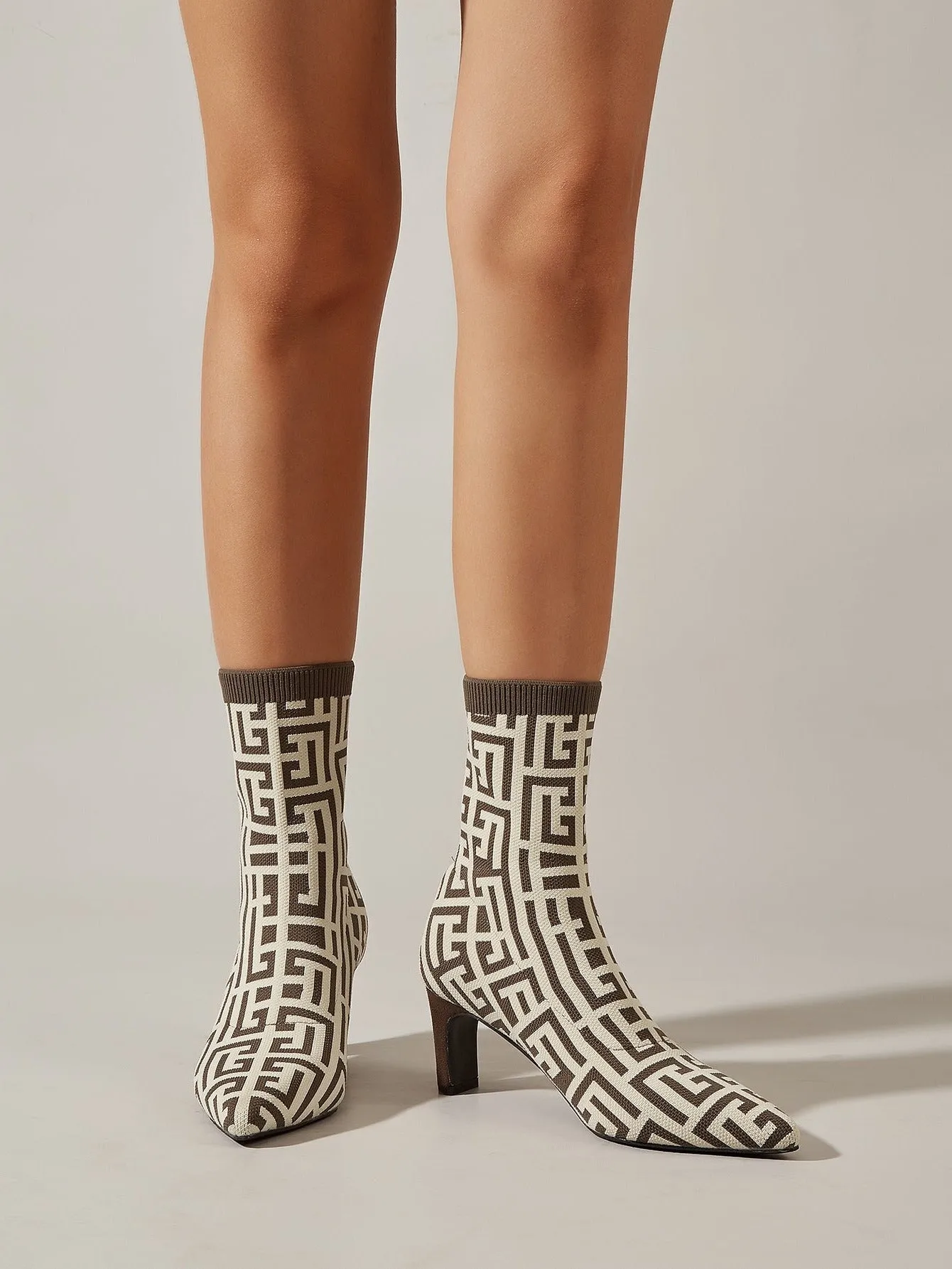 binfenxie- Women Pointed Toe Mid-Calf Sock Boots