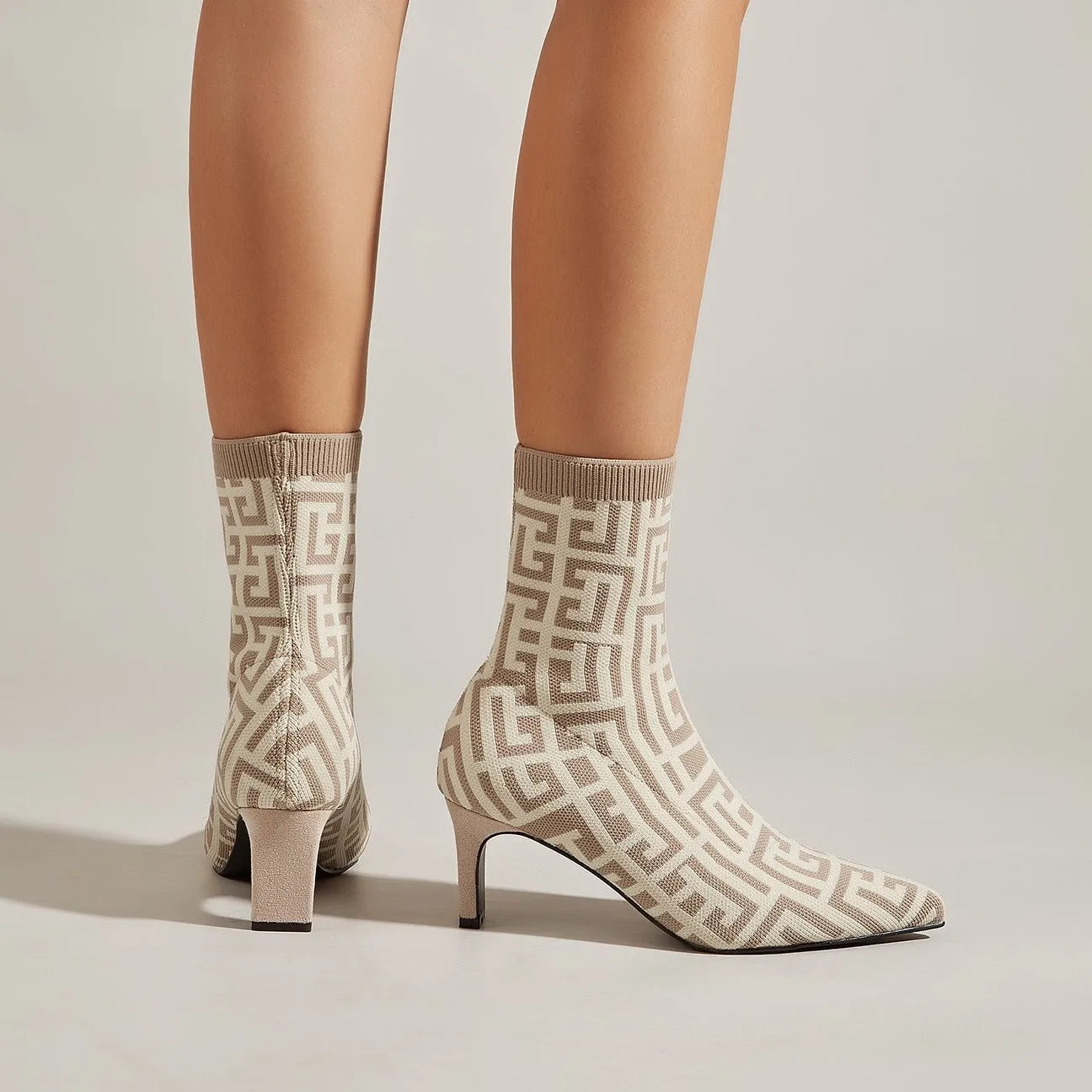 binfenxie- Women Pointed Toe Mid-Calf Sock Boots